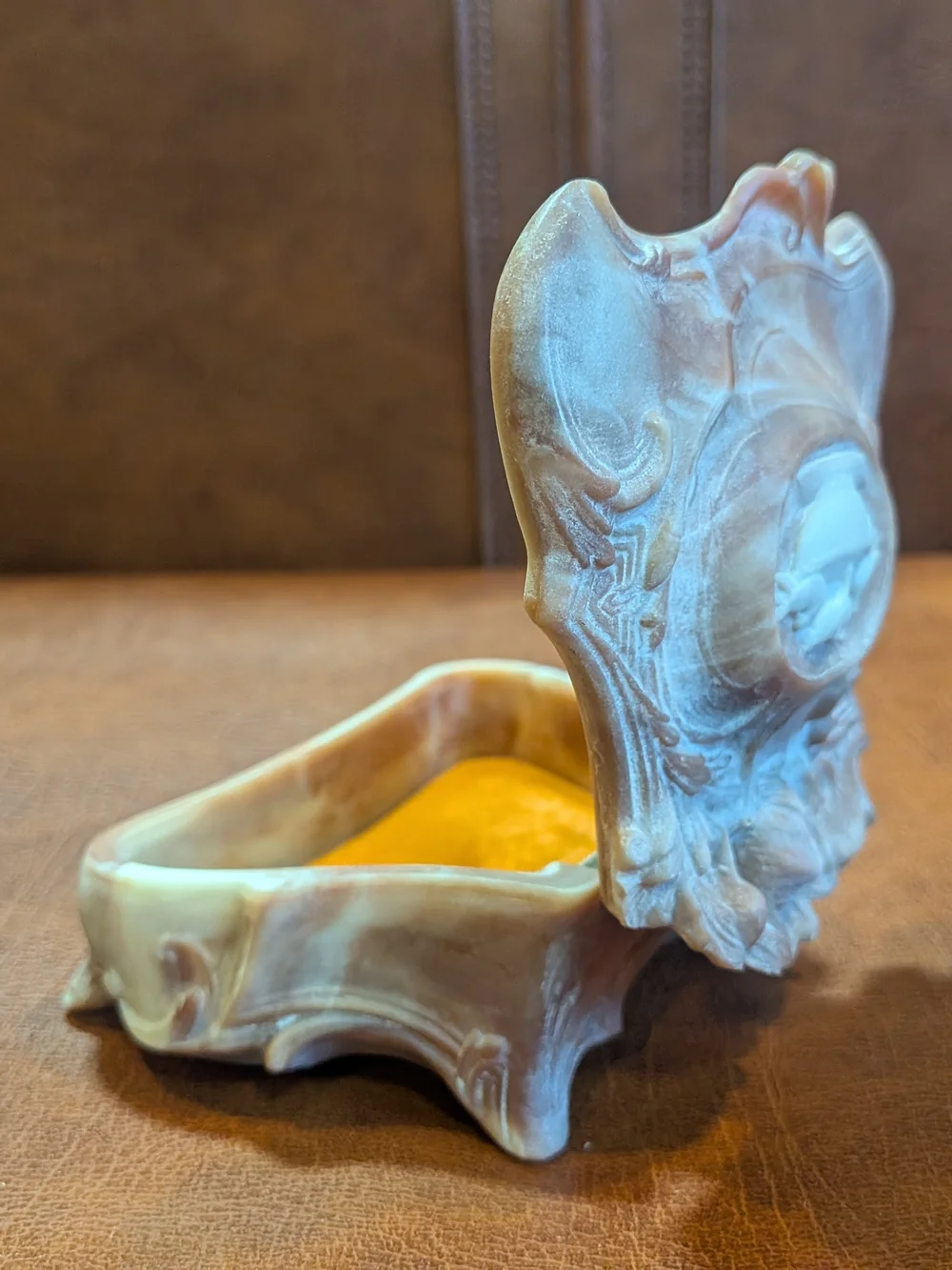 Beautiful Hand Crafted Vintage Incolay Stone Trinket Jewelry Box